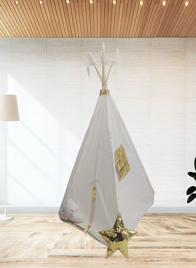 CREATIVE TEXTILES Tent House for Kids Portable Play Tent for Kids, A House for Boys & Girls to Play Indoor or Outdoor Games and Party Decorations (White and Golden) - Image 5